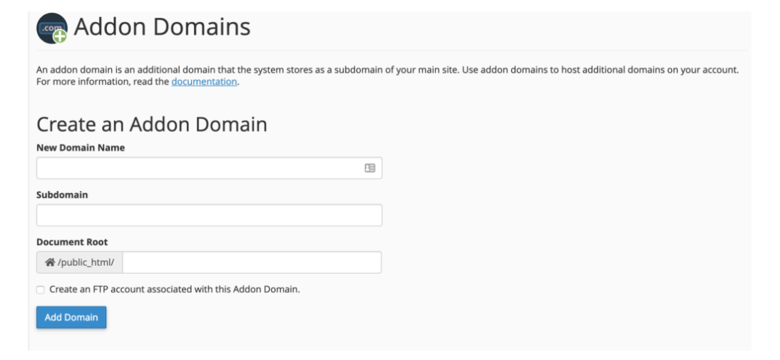 Adding new domains on cpanel